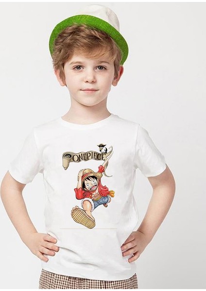 One Piece Beyaz Erkek T-Shirt