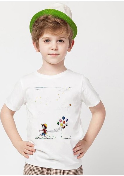 One Piece Beyaz Erkek T-Shirt