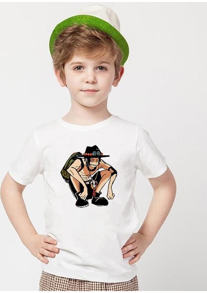 One Piece Beyaz Erkek T-Shirt