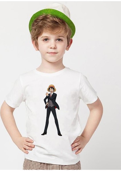 One Piece Beyaz Erkek T-Shirt