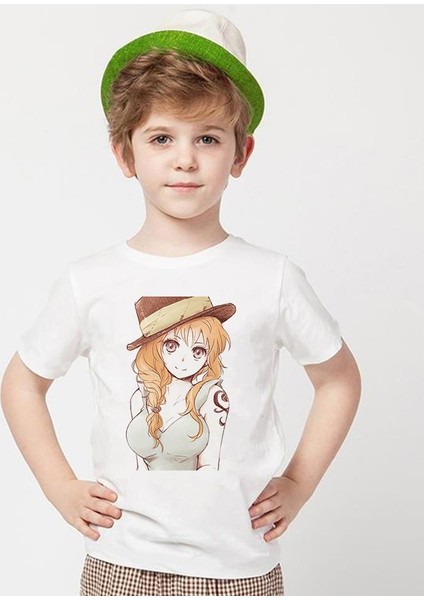 One Piece Beyaz Erkek T-Shirt