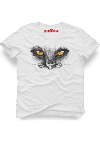 3D Cat Kedi Beyaz Erkek T-Shirt