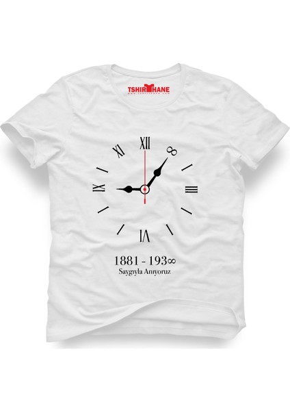 Atatürk 10 Kasım 1938 Anıyoruz 9:05 Beyaz Erkek T-Shirt