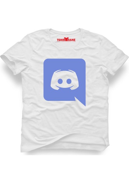 Discord Logo Beyaz Erkek T-Shirt