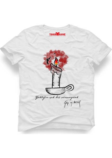 Atatürk Yaktığın Işık Beyaz Erkek T-Shirt