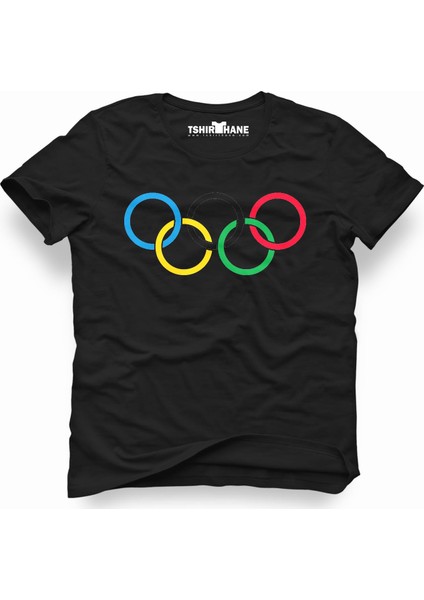 Olimpiyat Olimpia Siyah Erkek T-Shirt