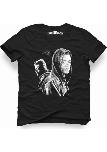 Mr Robot Siyah Erkek T-Shirt