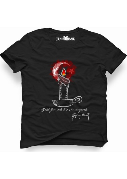 Atatürk Yaktığın Işık Siyah Erkek T-Shirt