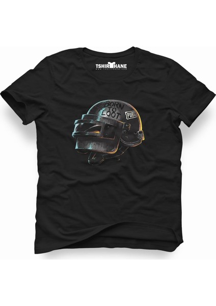 Pubg 3 Level Kask Siyah Erkek T-Shirt