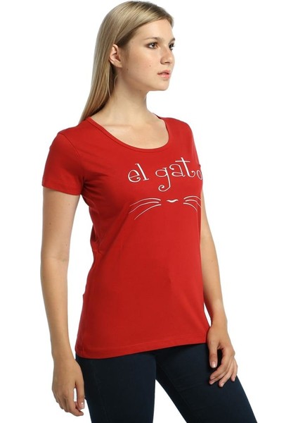 El Gato Kedi Kırmızı Kadın T-Shirt modelleri