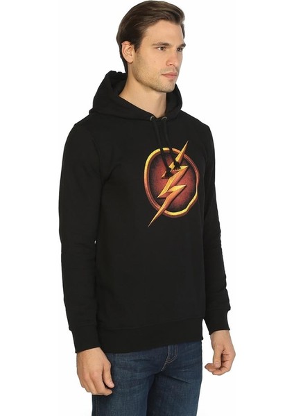 Flash Siyah Kapüşonlu Erkek Sweatshirt Hoodie modelleri