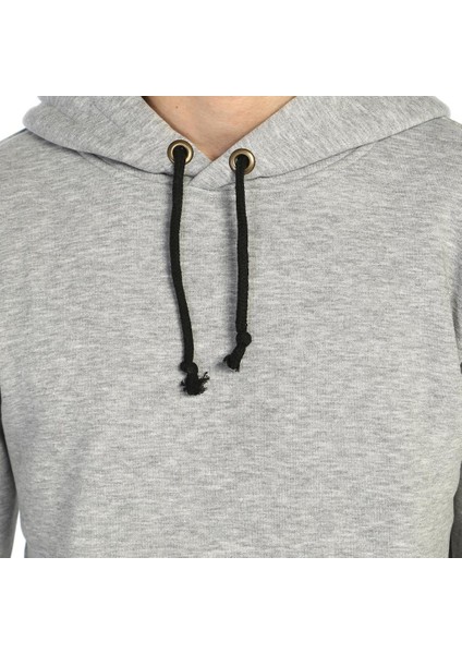 Gri Kışlık Kalın Kapüşonlu Erkek Sweatshirt Hoodie fırsatları