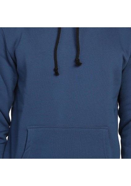 Mavi Kışlık Kalın Kapüşonlu Erkek Sweatshirt Hoodie fırsatları