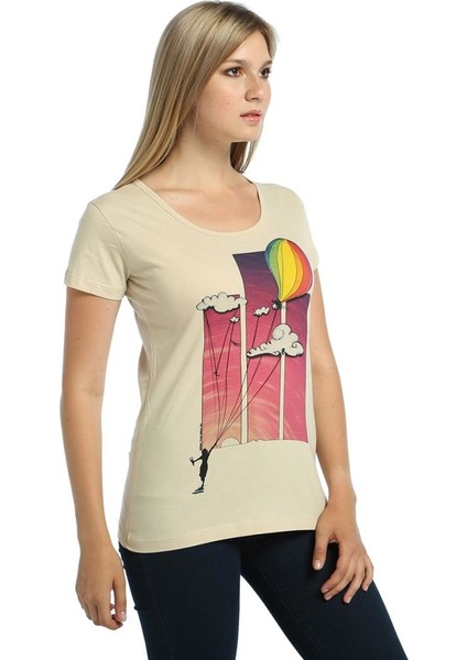 Rainbow Krem Kadın T-Shirt modelleri