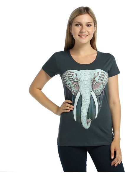 Elephant Fil Füme Kadın T-Shirt