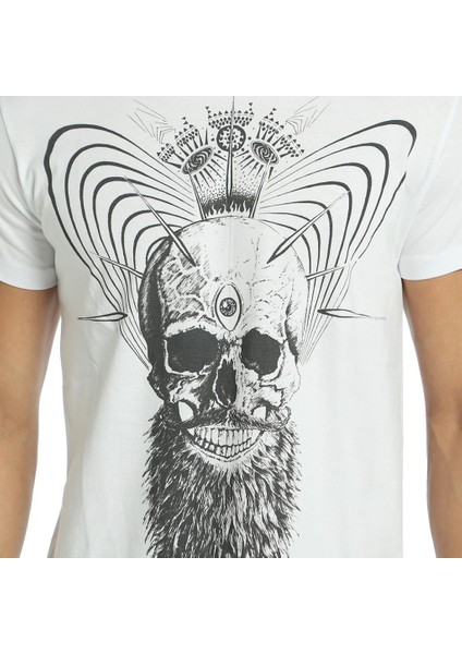 Illuminated Skull Beyaz Erkek T-Shirt fiyatları