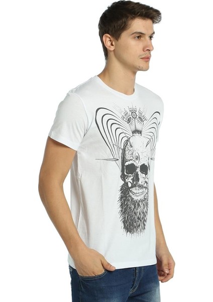 Illuminated Skull Beyaz Erkek T-Shirt modelleri