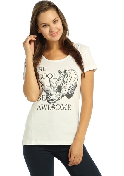 Be Cool Beyaz Kadın T-Shirt