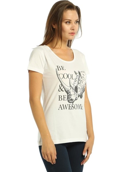 Be Cool Beyaz Kadın T-Shirt