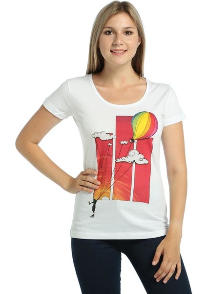 Rainbow Beyaz Kadın T-Shirt