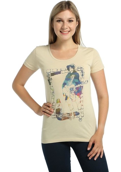 Gitarist Krem Kadın T-Shirt