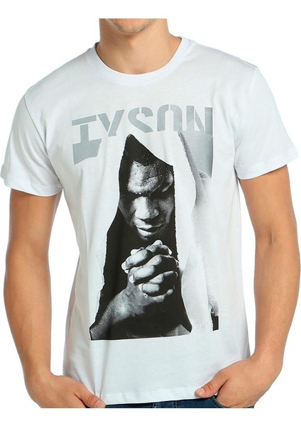 Mike Tyson Boks Beyaz Erkek T-Shirt