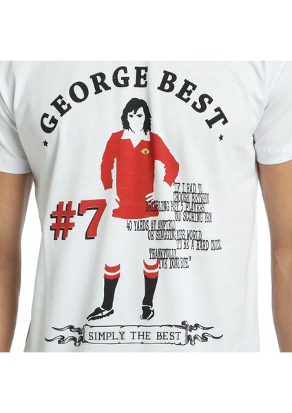 George Best Futbol Beyaz Erkek T-Shirt
