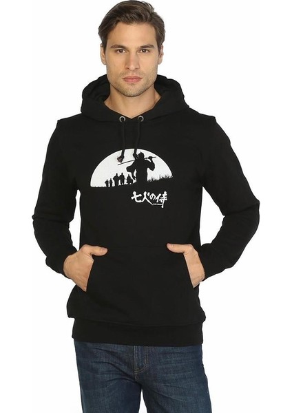 Seven Samurai Siyah Erkek Kapüşonlu Sweatshirt