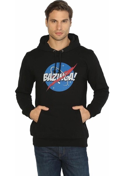 Big Bang Theory Nasa Siyah Erkek Kapüşonlu Sweatshirt