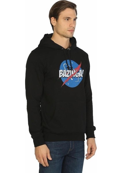 Big Bang Theory Nasa Siyah Erkek Kapüşonlu Sweatshirt modelleri