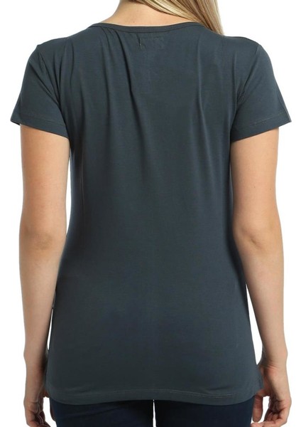 Açık Bisiklet Yaka Füme Kadın T-Shirt fiyatları