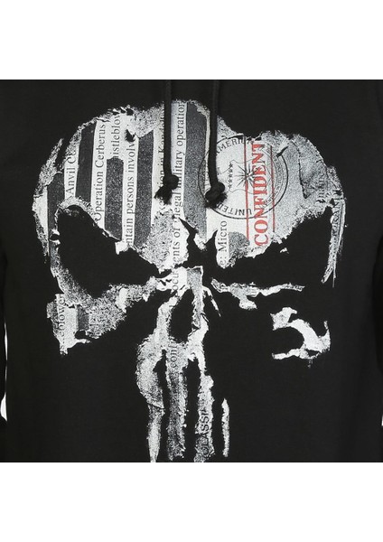 The Punisher Siyah Kapüşonlu Erkek Sweatshirt