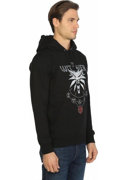The Witcher Siyah Kapüşonlu Erkek Sweatshirt Hoodie