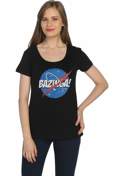 Big Bang Theory Nasa Siyah Kadın T-Shirt