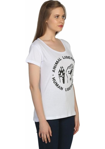 Animal Liberation Beyaz Kadın T-Shirt