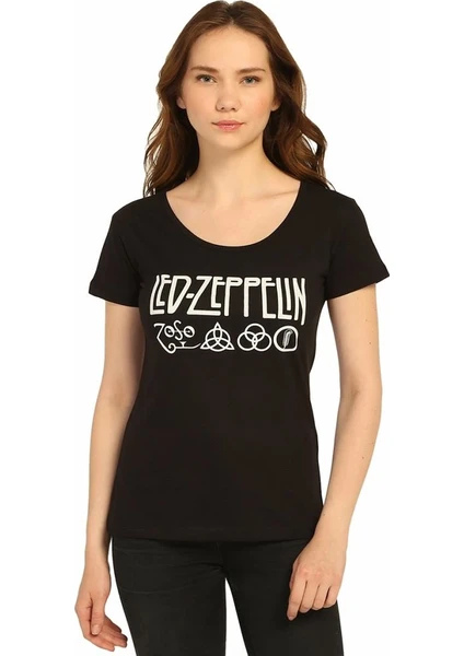 Bant Giyim Led Zeppelin Siyah Kadın T-Shirt