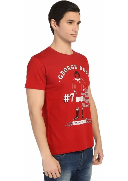 George Best Futbol Kırmızı Erkek T-Shirt