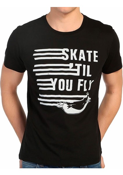 Skate Penguen Siyah Erkek T-Shirt
