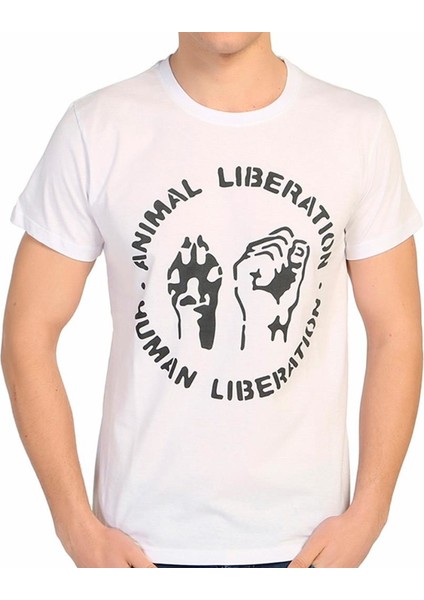 Animal Liberation Beyaz Erkek T-Shirt