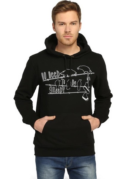 Kapitalizm Siyah Kapüşonlu Erkek Sweatshirt