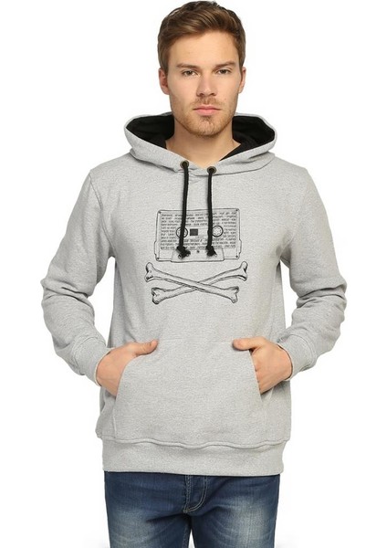 90'Lar Alternative Gri Kapüşonlu Erkek Sweatshirt