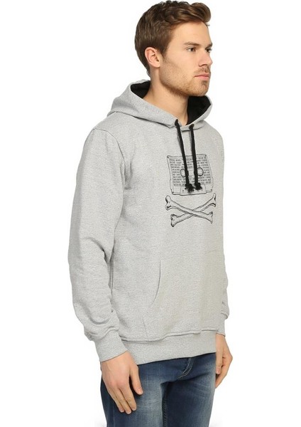 90'Lar Alternative Gri Kapüşonlu Erkek Sweatshirt