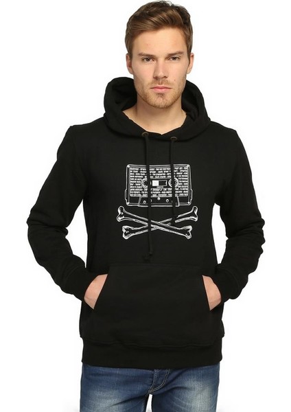 90'Lar Alternative Siyah Kapüşonlu Erkek Sweatshirt