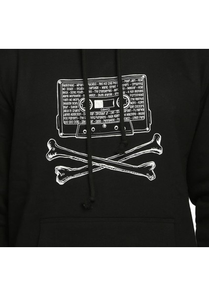 90'Lar Alternative Siyah Kapüşonlu Erkek Sweatshirt
