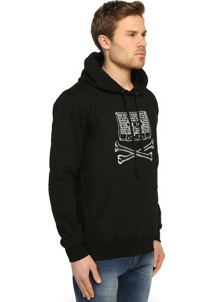 90'Lar Alternative Siyah Kapüşonlu Erkek Sweatshirt