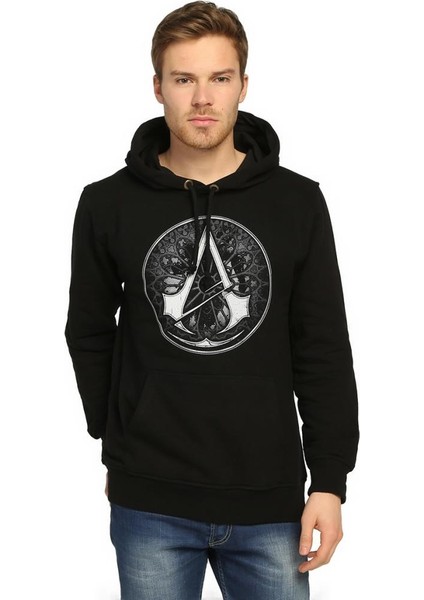 Assassin'S Creed Siyah Kapüşonlu Erkek Sweatshirt
