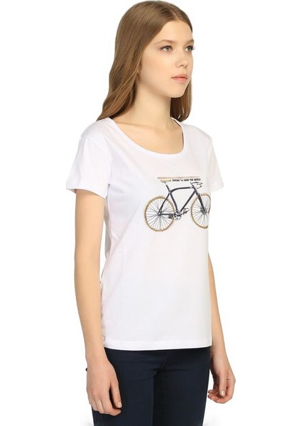 Bisiklet Beyaz Kadın T-Shirt modelleri