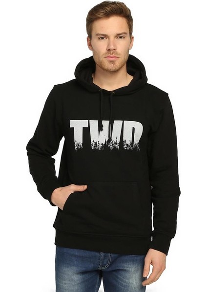 Walking Dead Siyah Kapüşonlu Erkek Sweatshirt Hoodie