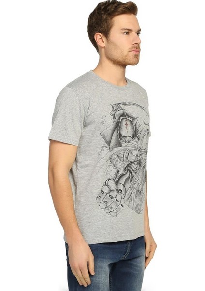 Fullmetal Alchemist Gri Erkek T-Shirt