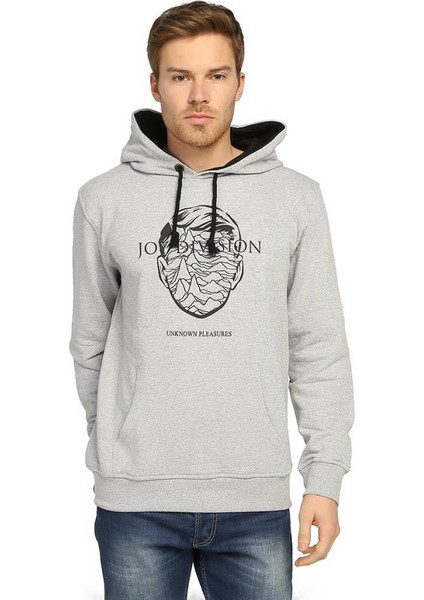 Joy Division Gri Kapüşonlu Erkek Sweatshirt Hoodie
